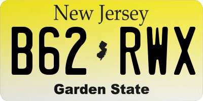 NJ license plate B62RWX
