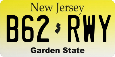 NJ license plate B62RWY