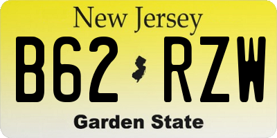 NJ license plate B62RZW
