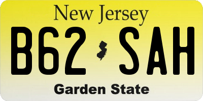 NJ license plate B62SAH