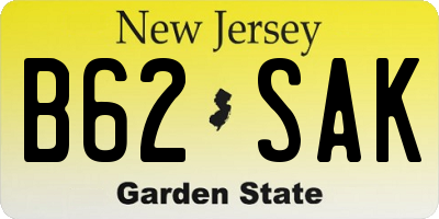 NJ license plate B62SAK