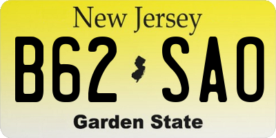 NJ license plate B62SAO