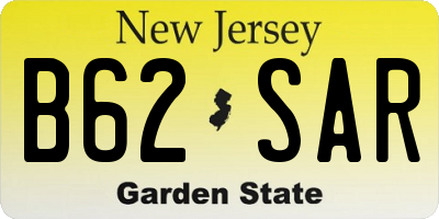 NJ license plate B62SAR