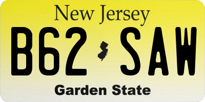 NJ license plate B62SAW