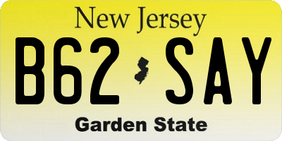NJ license plate B62SAY