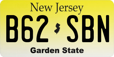 NJ license plate B62SBN