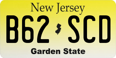 NJ license plate B62SCD