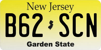 NJ license plate B62SCN