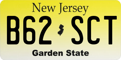 NJ license plate B62SCT
