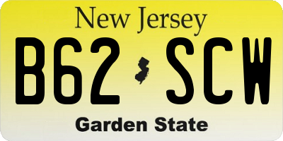 NJ license plate B62SCW