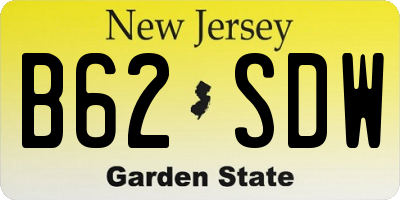 NJ license plate B62SDW