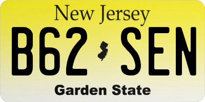 NJ license plate B62SEN