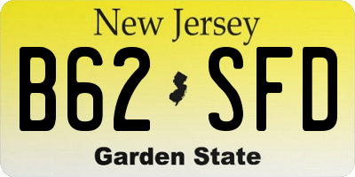 NJ license plate B62SFD