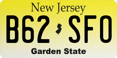 NJ license plate B62SFO