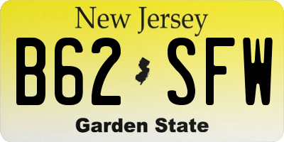 NJ license plate B62SFW