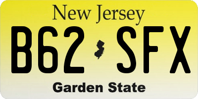 NJ license plate B62SFX