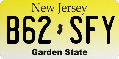 NJ license plate B62SFY