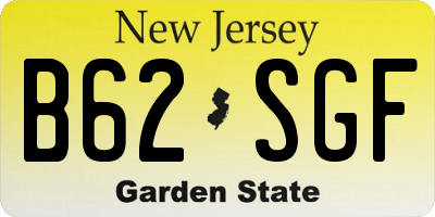 NJ license plate B62SGF