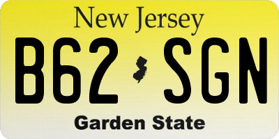 NJ license plate B62SGN