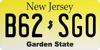 NJ license plate B62SGO
