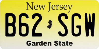 NJ license plate B62SGW