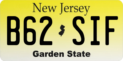 NJ license plate B62SIF