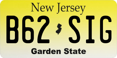 NJ license plate B62SIG