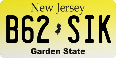 NJ license plate B62SIK