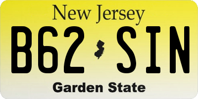 NJ license plate B62SIN