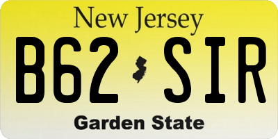 NJ license plate B62SIR