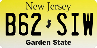 NJ license plate B62SIW