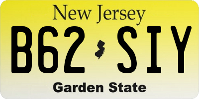 NJ license plate B62SIY