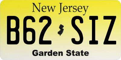 NJ license plate B62SIZ
