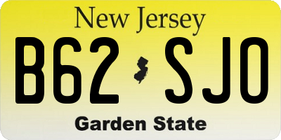 NJ license plate B62SJO