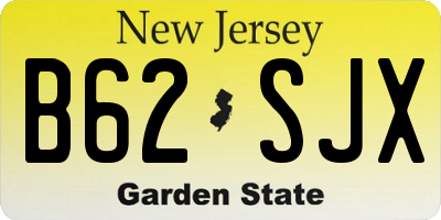 NJ license plate B62SJX