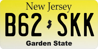 NJ license plate B62SKK
