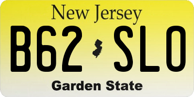 NJ license plate B62SLO