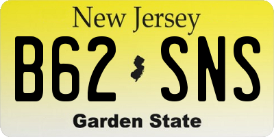 NJ license plate B62SNS