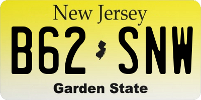 NJ license plate B62SNW