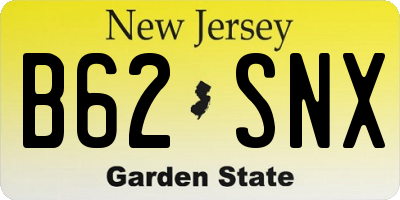 NJ license plate B62SNX