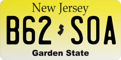NJ license plate B62SOA