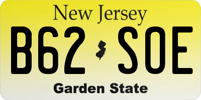 NJ license plate B62SOE