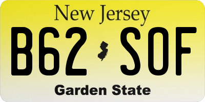 NJ license plate B62SOF