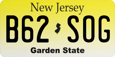 NJ license plate B62SOG
