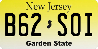 NJ license plate B62SOI
