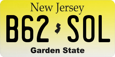 NJ license plate B62SOL