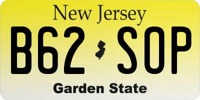 NJ license plate B62SOP