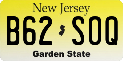 NJ license plate B62SOQ