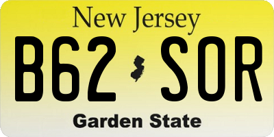 NJ license plate B62SOR