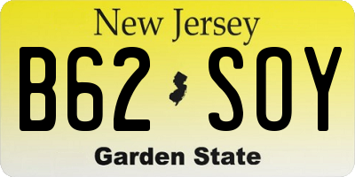 NJ license plate B62SOY